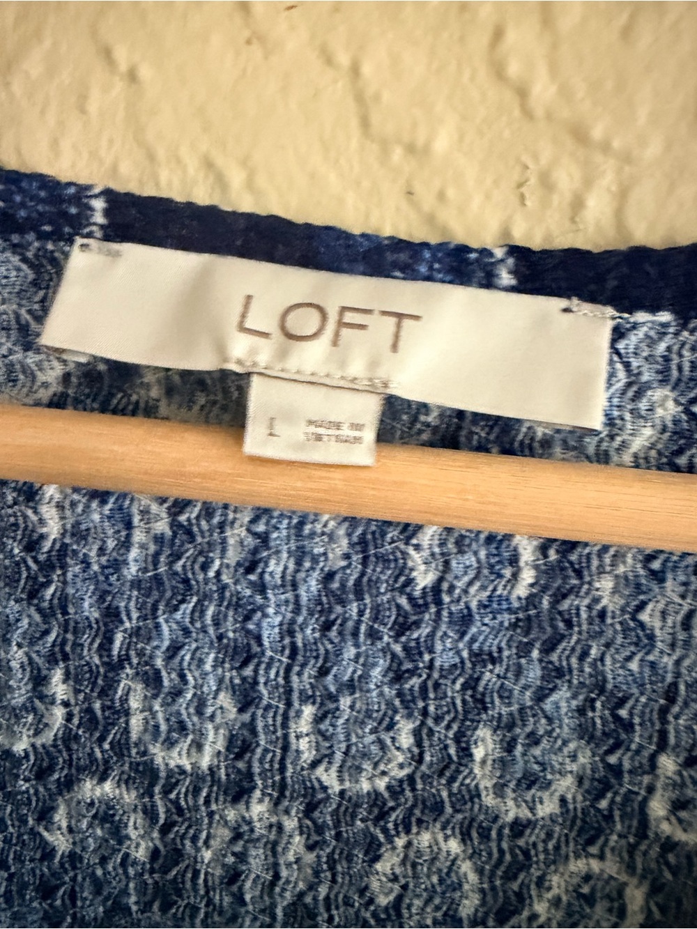 LOFT Navy Blue Printed Peasant Top - Picture 3 of 5